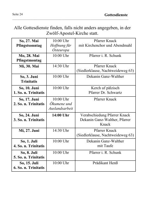 gemei debrief - Zwolf-Apostel-Kirche Frankenthal