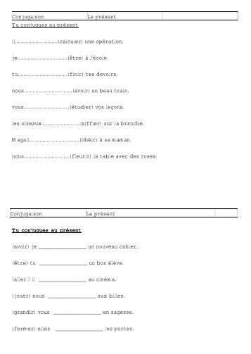 Conjugaison Le prÃ©sent Tu conjugues au prÃ©sent il ...
