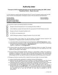 Approval Authority Letter for Dry Ice EXPORT - DHL