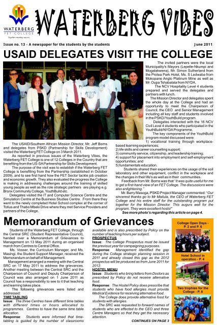 Waterberg Vibes Edition No 13 Waterberg Fet College Waterberg Vibes Edition No 13 Waterberg Fet College