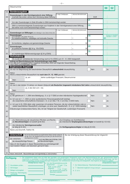 Einkommensteuererklärung Erklärung zur Amtsvordrucke.de