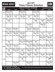 Class Fitness Schedule MIND-BODY - Mission Valley YMCA