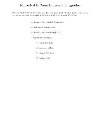 Numerical Differentiation and Integration