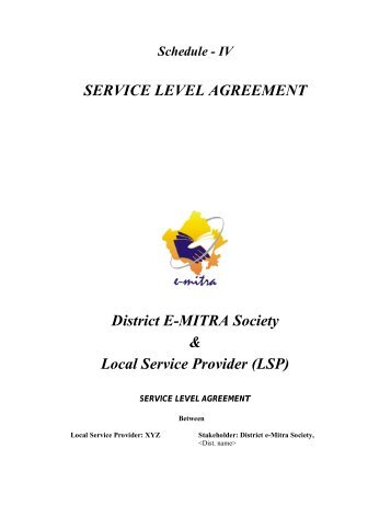 SERVICE LEVEL AGREEMENT District E-MITRA Society ... - csc