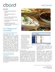 NetCatering - CBORD Solutions for Two-Year Institutions - The ...