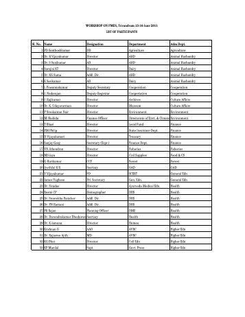 List of Participants - Performance Management Division