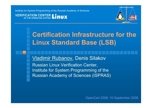 Opencert Presentation Slides (PDF) - OpenCert