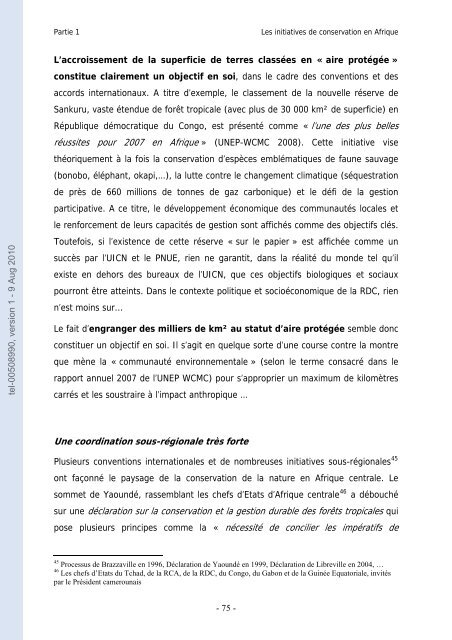 La conservation de la nature en Afrique centrale entre thÃ©orie et ...