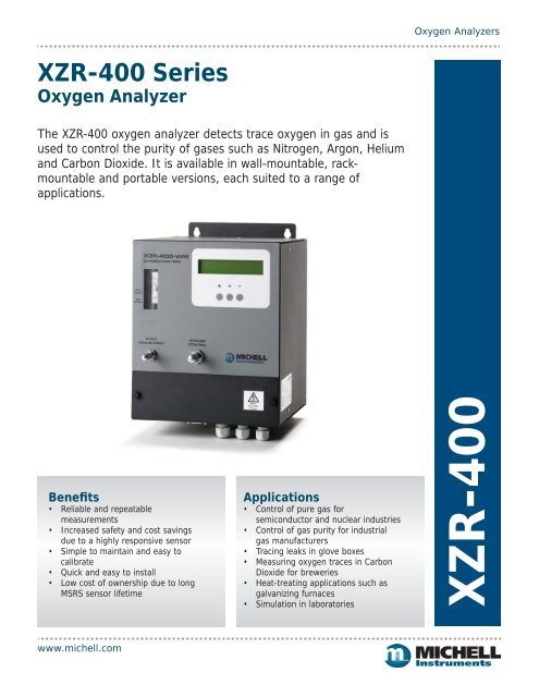 XZR400 trace oxygen analyzer - SRP Control Systems