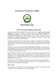 TANZANIA NATIONAL PARKS PRESS RELEASE