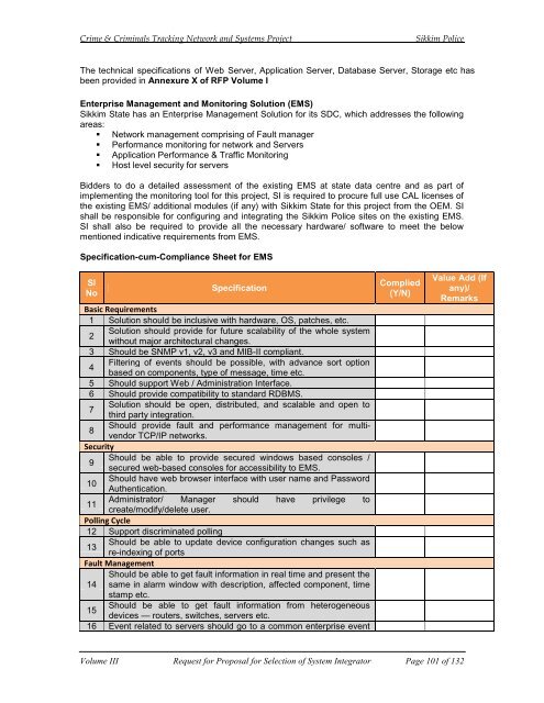 CCTNS RFP FOR SI VOL III.pdf - National Crime Records Bureau