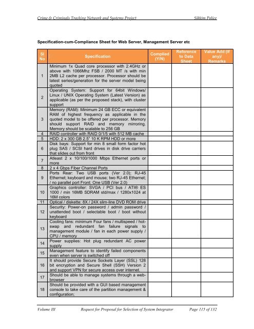 CCTNS RFP FOR SI VOL III.pdf - National Crime Records Bureau