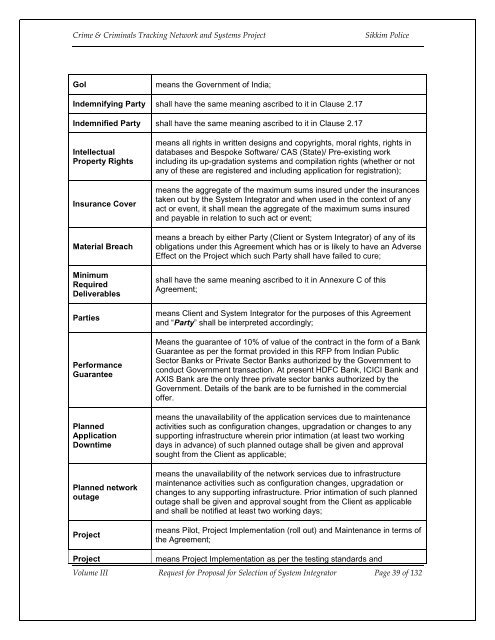 CCTNS RFP FOR SI VOL III.pdf - National Crime Records Bureau