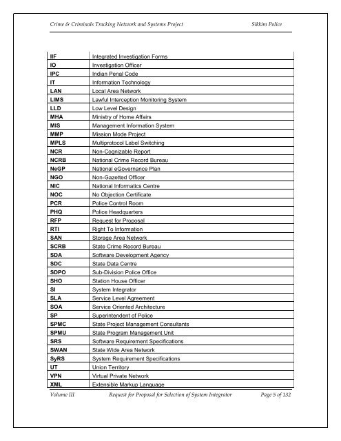 CCTNS RFP FOR SI VOL III.pdf - National Crime Records Bureau