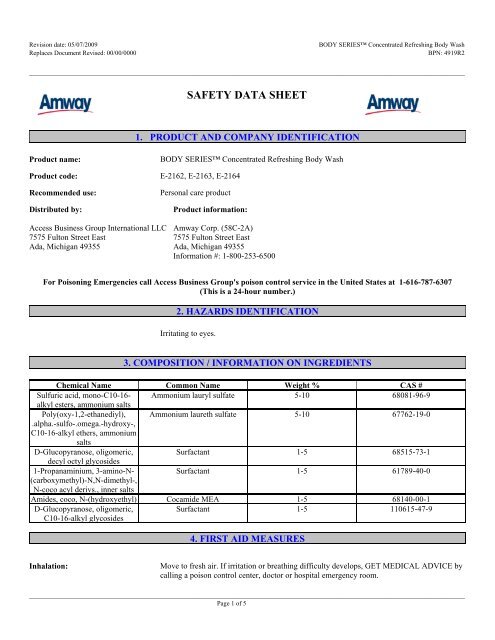 Safety data sheet - Amway