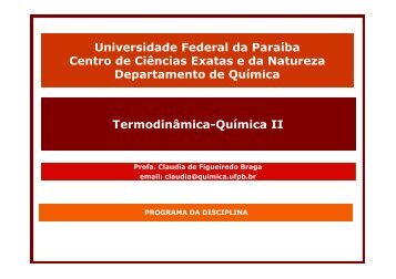 Programa da disciplina - Departamento de Química - UFPB