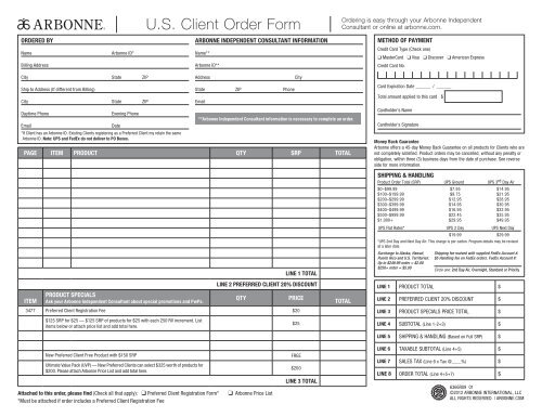 U.S. Client Order Form
