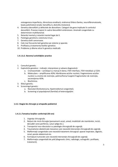 CURRICULUM DE PREGĂTIRE ÎN SPECIALITATEA NEONATOLOGIE