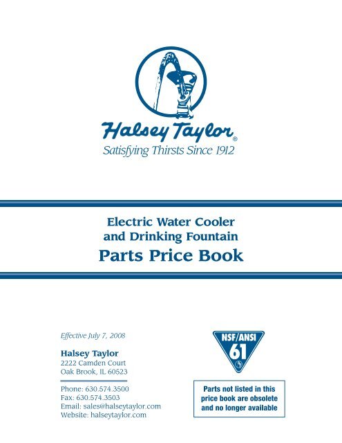 Electric Water Cooler And Drinking Fountain Parts ... - Halsey Taylor
