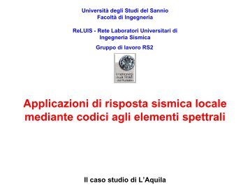 A.L. Simonelli: Applicazioni di risposta sismica locale ... - ReLUIS