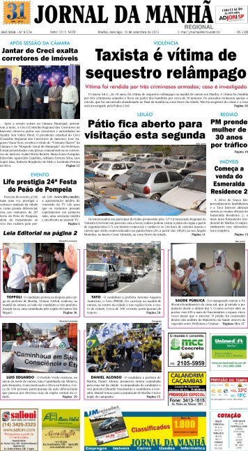 Taxista Ã© vÃ­tima de sequestro relÃ¢mpago - Jornal da ManhÃ£
