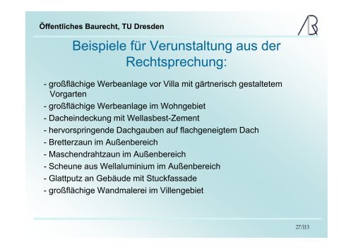 Öffentliches Baurecht, TU Dresden