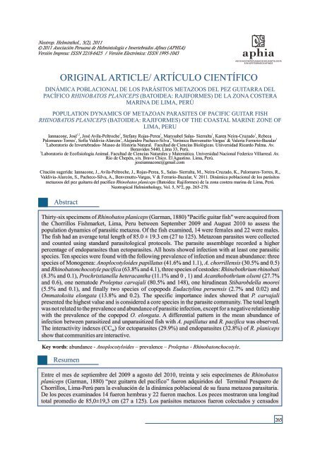 ORIGINAL ARTICLE/ ARTÃCULO CIENTÃFICO - Revista Peruana