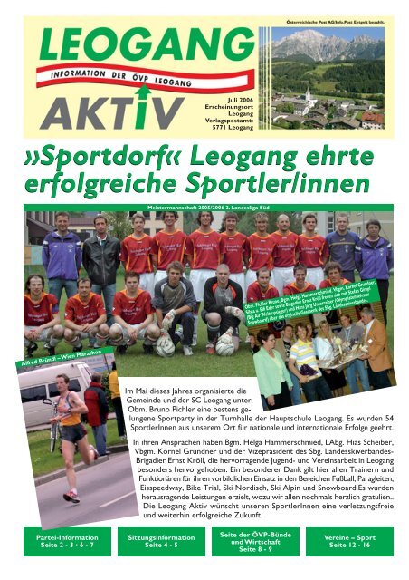 Leogang ehrte erfolgreiche Sportler/innen - ÖVP Salzburg