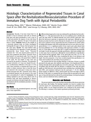 Histologic Characterization of Regenerated Tissues in Canal Space ...