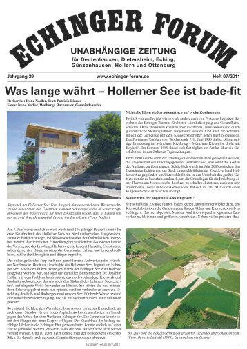Was lange währt – Hollerner See ist bade-fit - Echinger Forum
