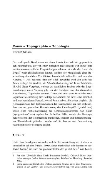 Raum – Topographie – Topologie