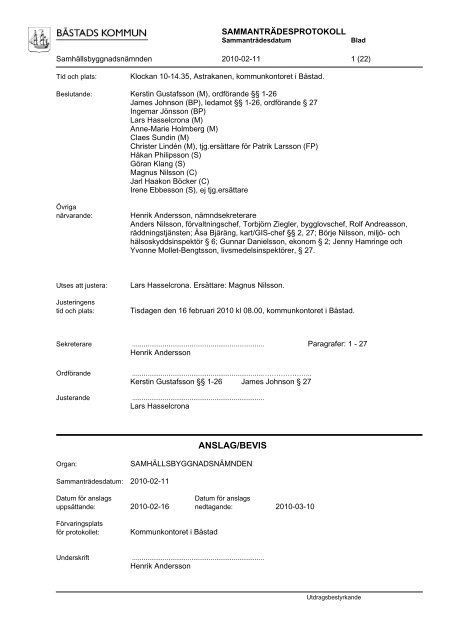 ANSLAG/BEVIS - Båstads kommun