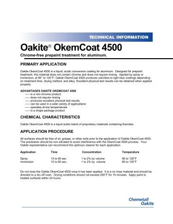 OakiteÂ® OkemCoat 4500 - Chemetall