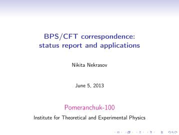 BPS/CFT correspondence: status report and applications