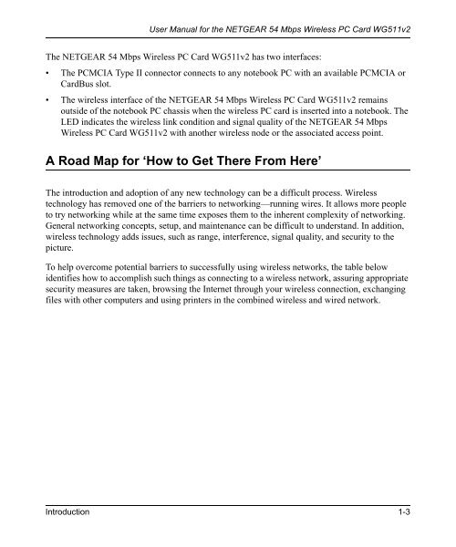 User Manual for the NETGEAR 54 Mbps Wireless PC Card WG511v2