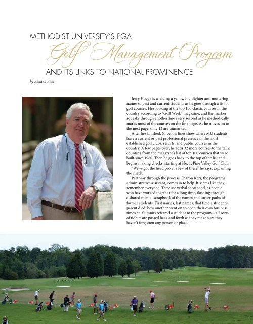 Featured Article on the PGA Program - Methodist University