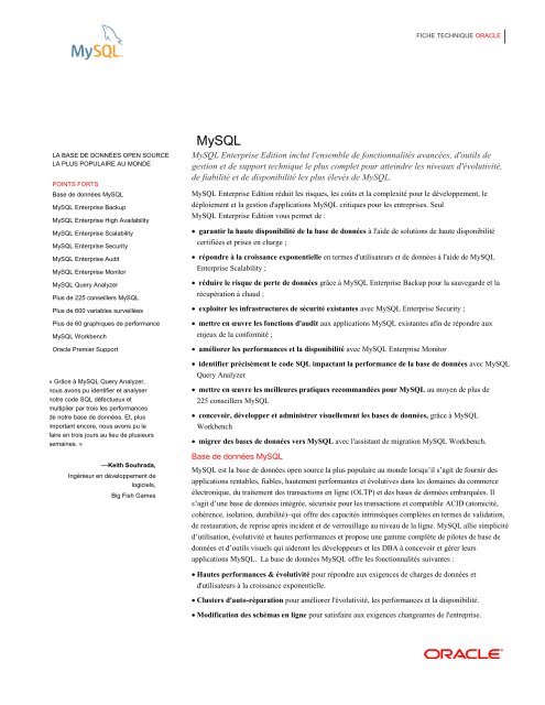 Fiche Produit (PDF) - MySQL