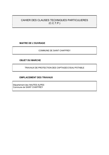 cahier des clauses techniques particulieres (cctp) - Saint-Chaffrey