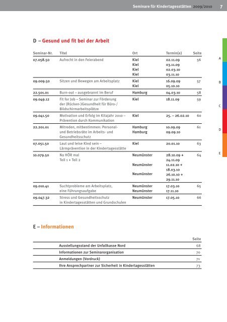 Seminare fÃ¼r KindertagesstÃ¤tten 2009/2010 - Thurid-holzrichter.de