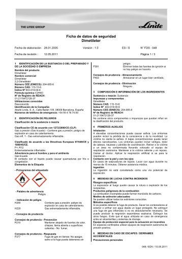 Ficha de datos de seguridad Dimetileter - AbellÃ³ Linde