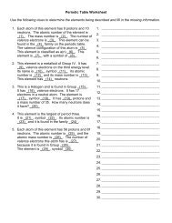 Periodic Table Worksheet Use the following clues to ... - Staff.fcps.net