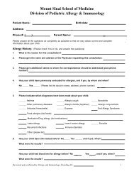 Jaffe Food Allergy Patient Questionnaire [PDF] - Mount Sinai ...