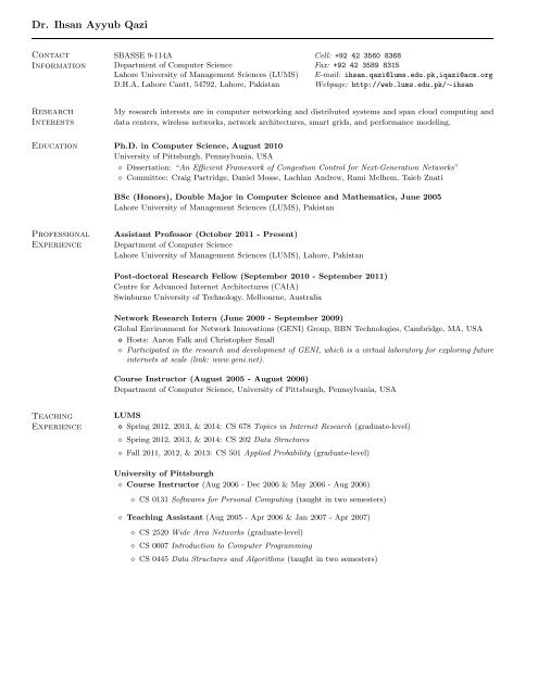Download Resume - Lahore University of Management Sciences