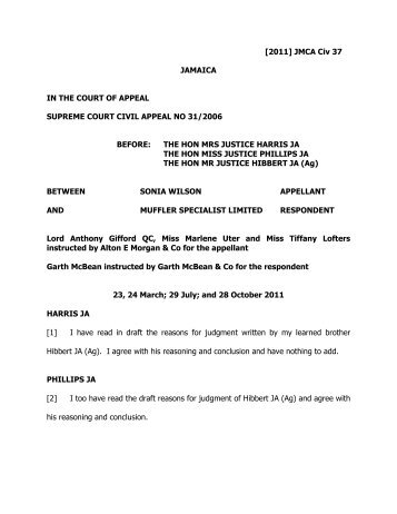 Wilson (Sonia) v Muffler Specialist Ltd.pdf - The Court of Appeal