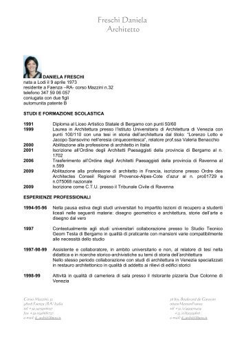 curriculum vitae - Ordine degli Architetti di Forlì/Cesena