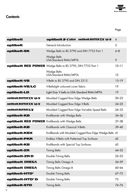 Optibelt Catalog - Industrial and Bearing Supplies