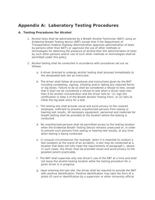 Appendix A: Laboratory Testing Procedures - Office of Human ...