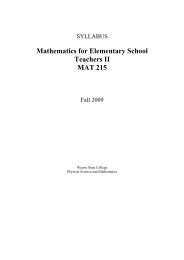 Mathematics for Elementary School Teachers II MAT 215