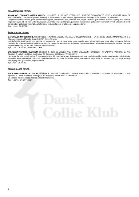 Kritikker fra Bornholm 2007 - Dansk Collie Klub