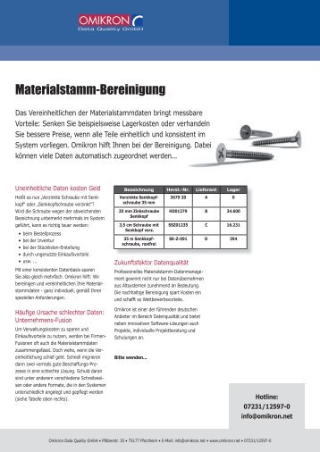 Materialstamm-Bereinigung - Omikron Data Quality GmbH